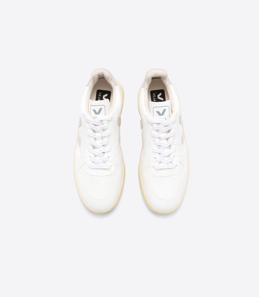 Veja Trainers Mens White/Beige - V-10 Cwl - CBZP-13659